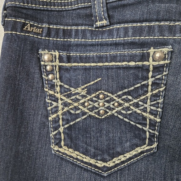 Ariat Jeans Women Sz 30 S Blue Denim Amber Western Straight Distressed Pants Hot - Picture 9 of 16